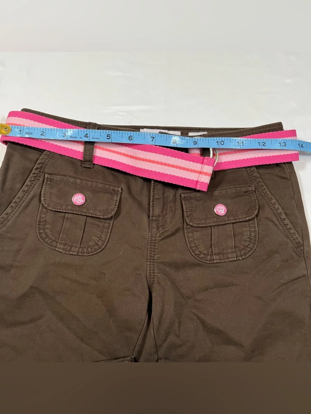 Vintage Y2K‎ Old Navy Girls Capri Waist Belt Brown Pants Size 10 Kidcore